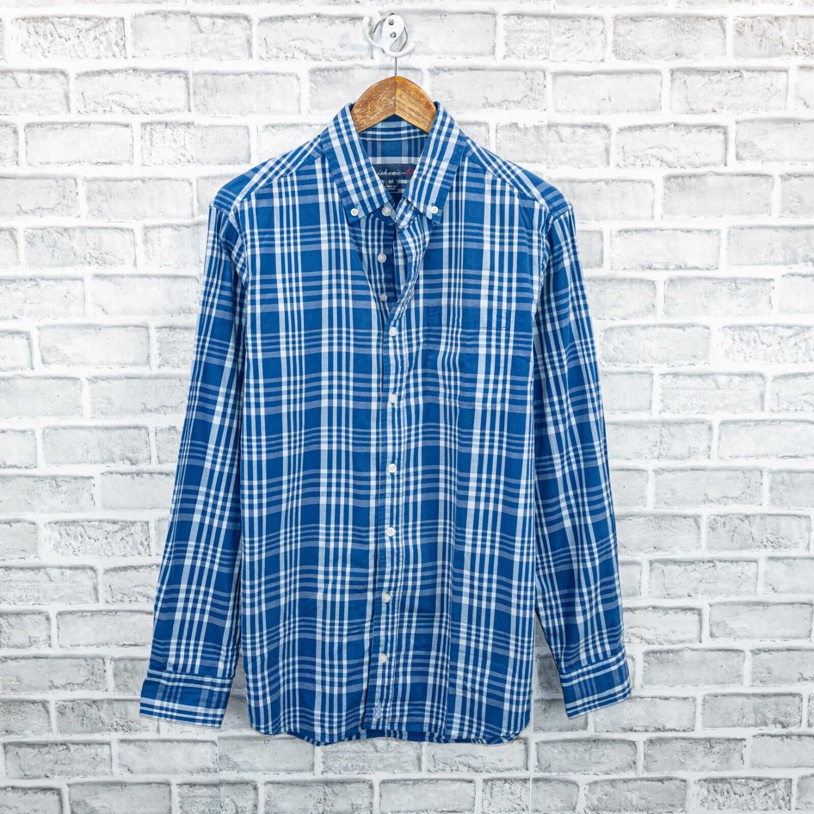 johnnie-O Johnnie-O Men's Long Sleeve Button Down Shirt Blue Plaid Size US M / EU 48-50 / 2 - 2 Thumbnail