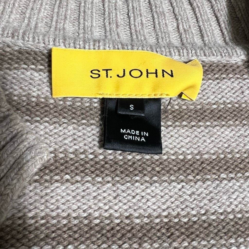 St. John St. John Striped Cardigan Sweater in Dark Alabaster & Light Size S / US 4 / IT 40 - 6 Thumbnail