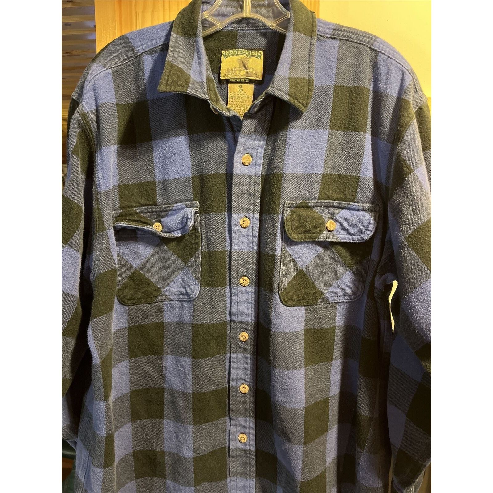 Field & Stream Field & Stream Men XL Blue Plaid Button Cotton Flannel Shirt Size US XL / EU 56 / 4 - 2 Thumbnail