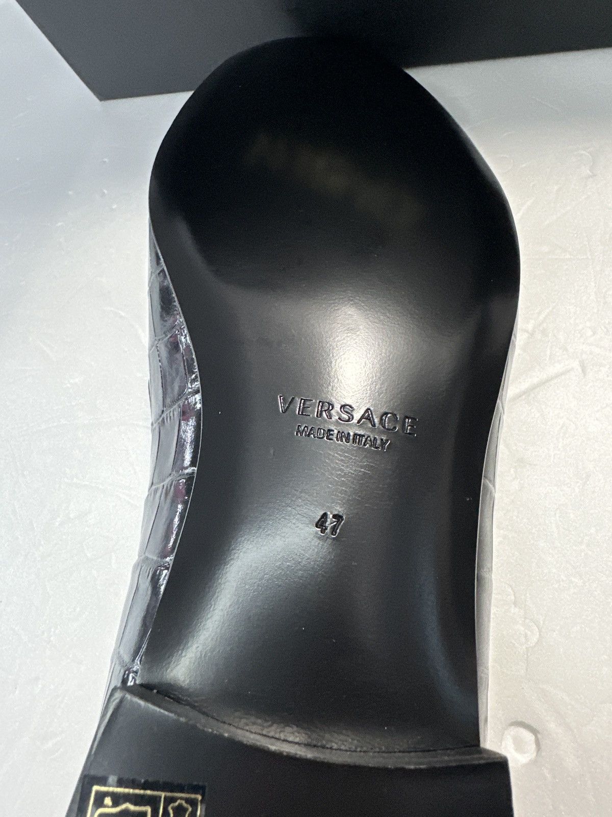 Versace Versace Croc Embossed Calfskin Smoking Slipper Size US 14 / EU 47 - 10 Thumbnail