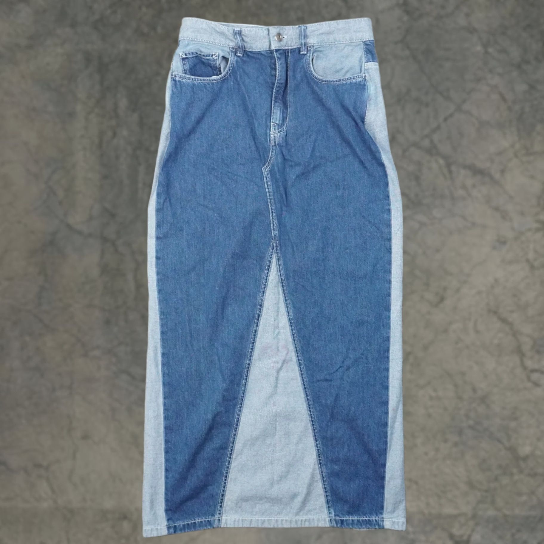 Kotn KOTN Skirt A-Line Midi Blue 28 Regular Women Geometric Pattern Zip Casual Spring Summer Fall"} Size 28" / US 6 / IT 42 - 1 Thumbnail