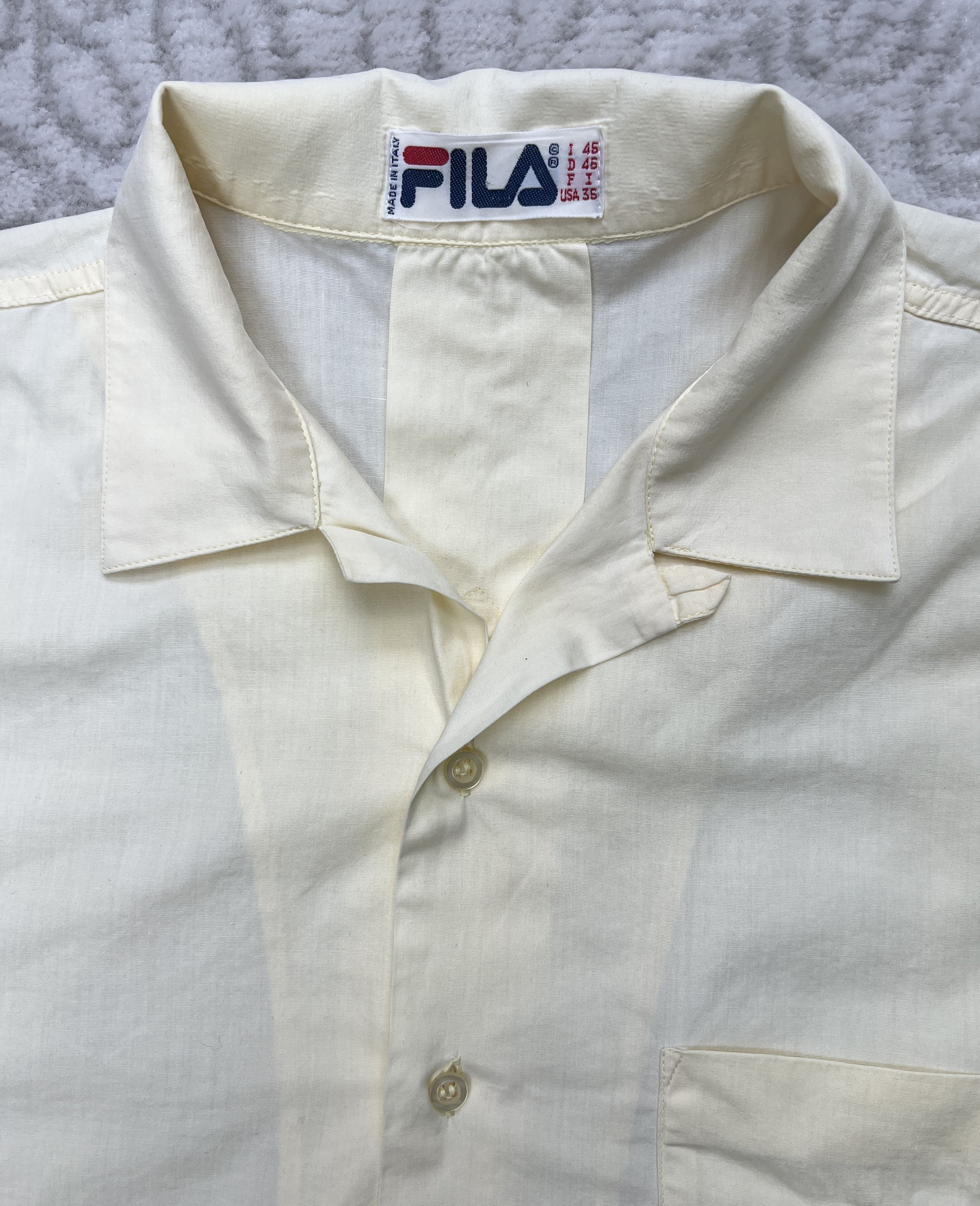 Fila × Vintage Vintage FILA Italy Short Sleeve Cream Shirt with Crest Logo Size US M / EU 48-50 / 2 - 5 Thumbnail