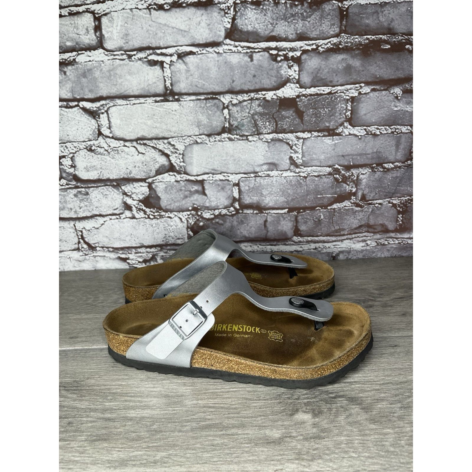 Birkenstock Birkenstock Gizeh Silver Birko Flor Leather Thong Sandals Wo Size US 8 / IT 38 - 3 Thumbnail