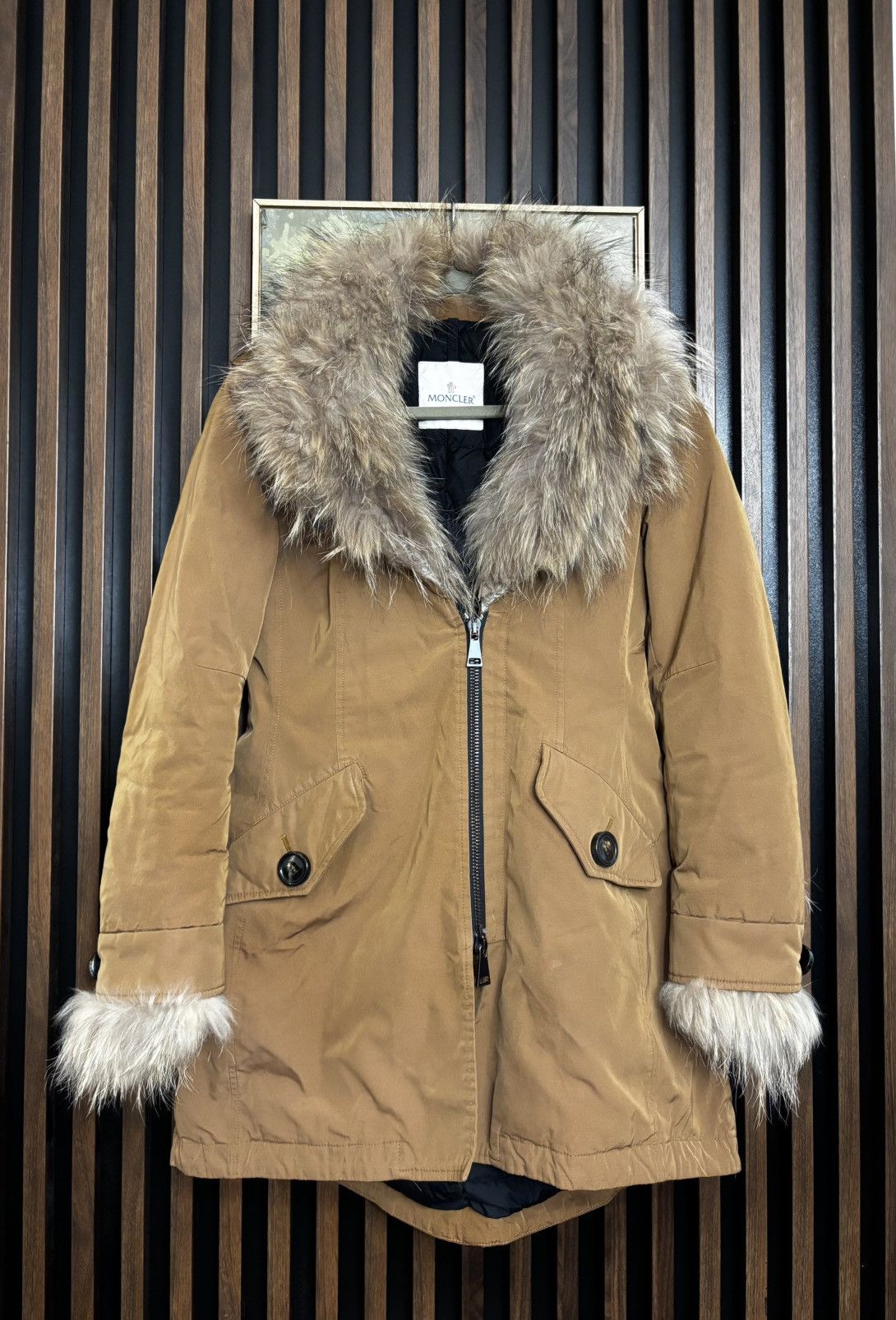 Moncler Moncler Chireis Fur-Trimmed Coat Jacket Womans Size 2 Size S / US 4 / IT 40 - 1 Thumbnail