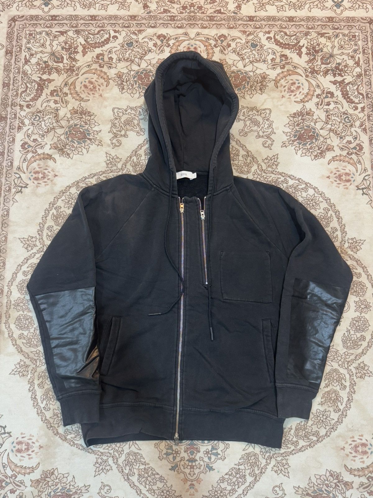 Closed Faded Black Rare Design Zipper Hoodie