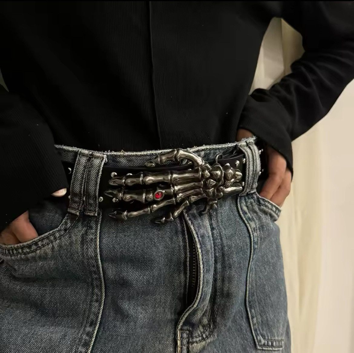 Vintage y2k 2000s vintage style skeleton grunge goth emo black belt Size ONE SIZE - 2 Thumbnail