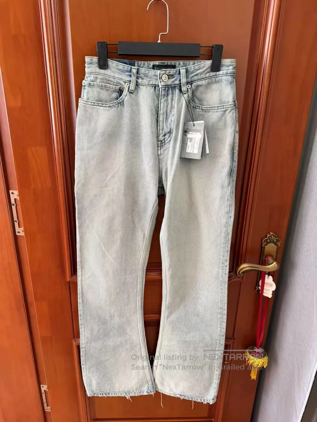 balenciaga distressed hem denim pants size M.