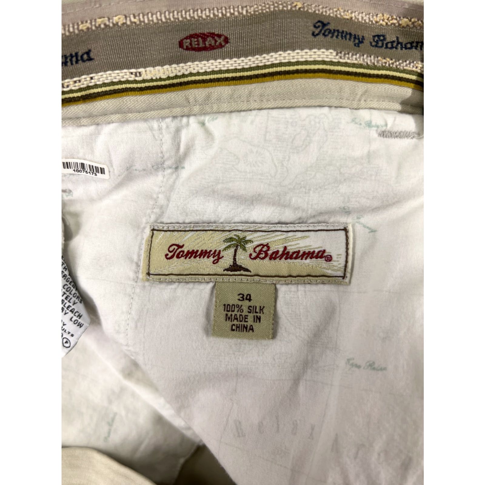 Tommy Bahama VINTAGE? No — Tommy Bahama Bermuda Shorts Men 34 Beige Pleated Silk Golf Casual Beach Aloha 90s Theme Mens Size US 34 / EU 50 - 7 Thumbnail