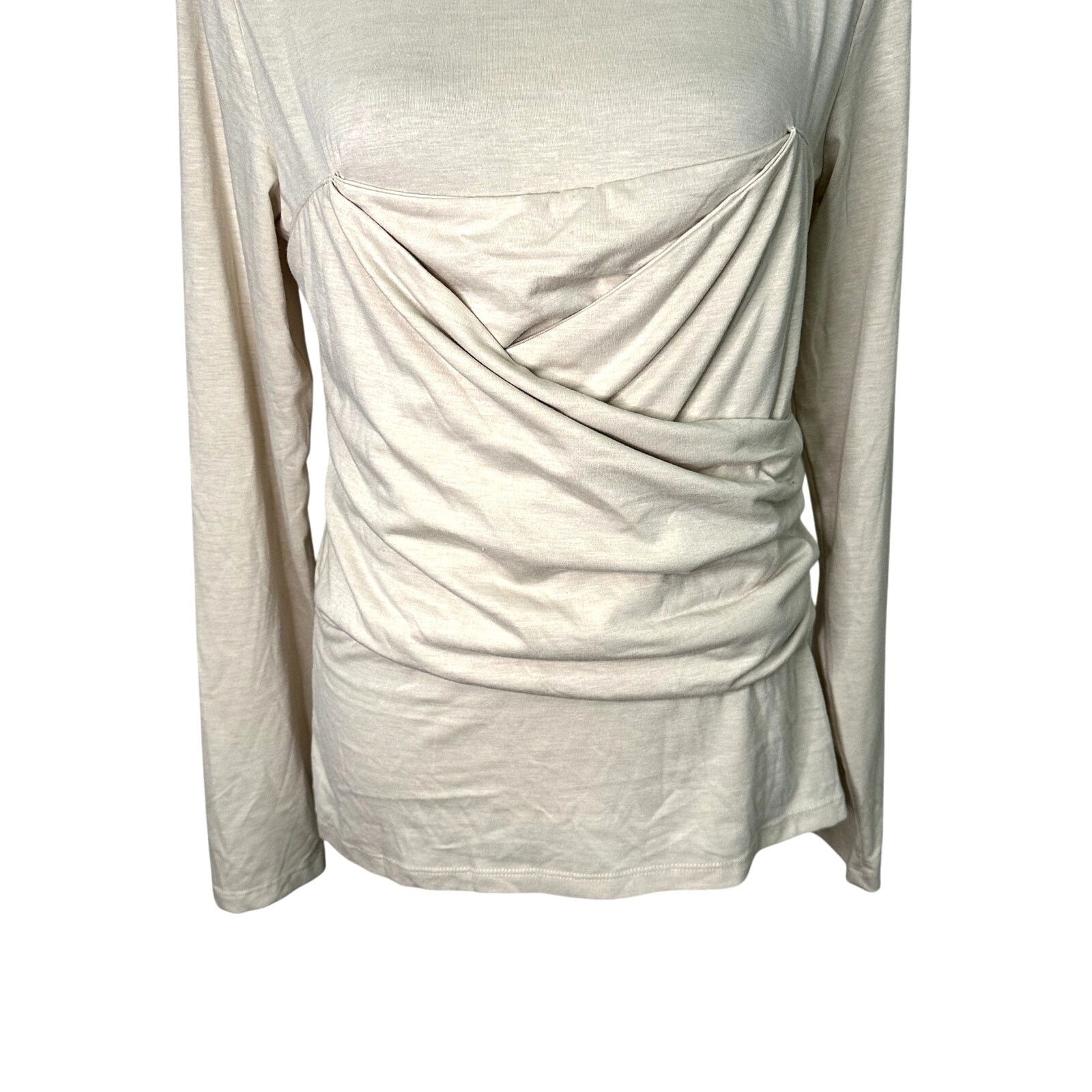 Other Vero Moda Nelly Top Blouse Ruched Long Sleeve Beige XL NWT Size XL / US 12-14 / IT 48-50 - 4 Thumbnail