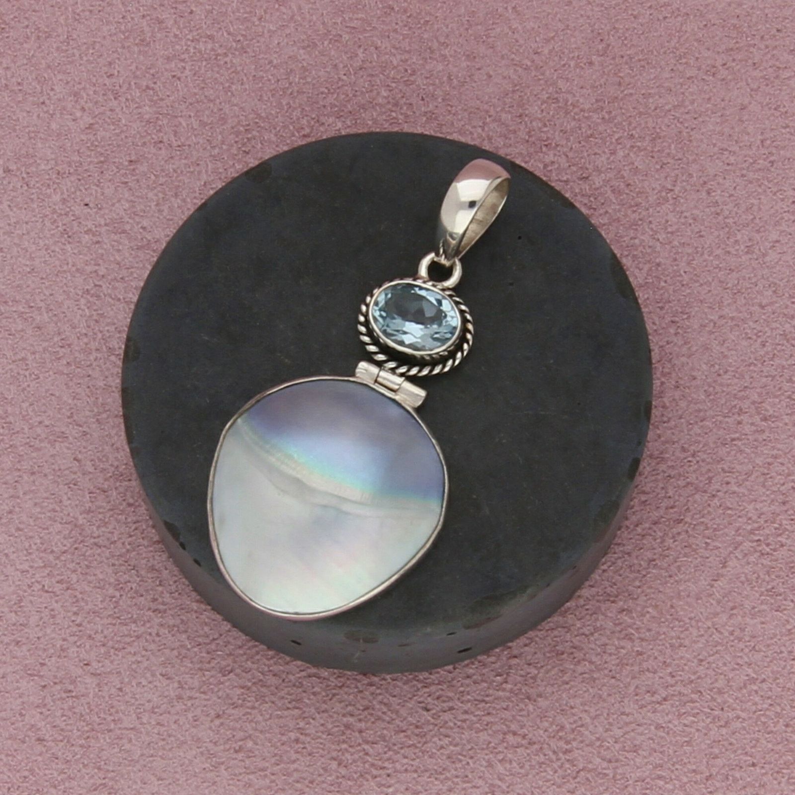 Sterling Silver sterling silver braided blue topaz & pearl pendant Size ONE SIZE - 1 Thumbnail
