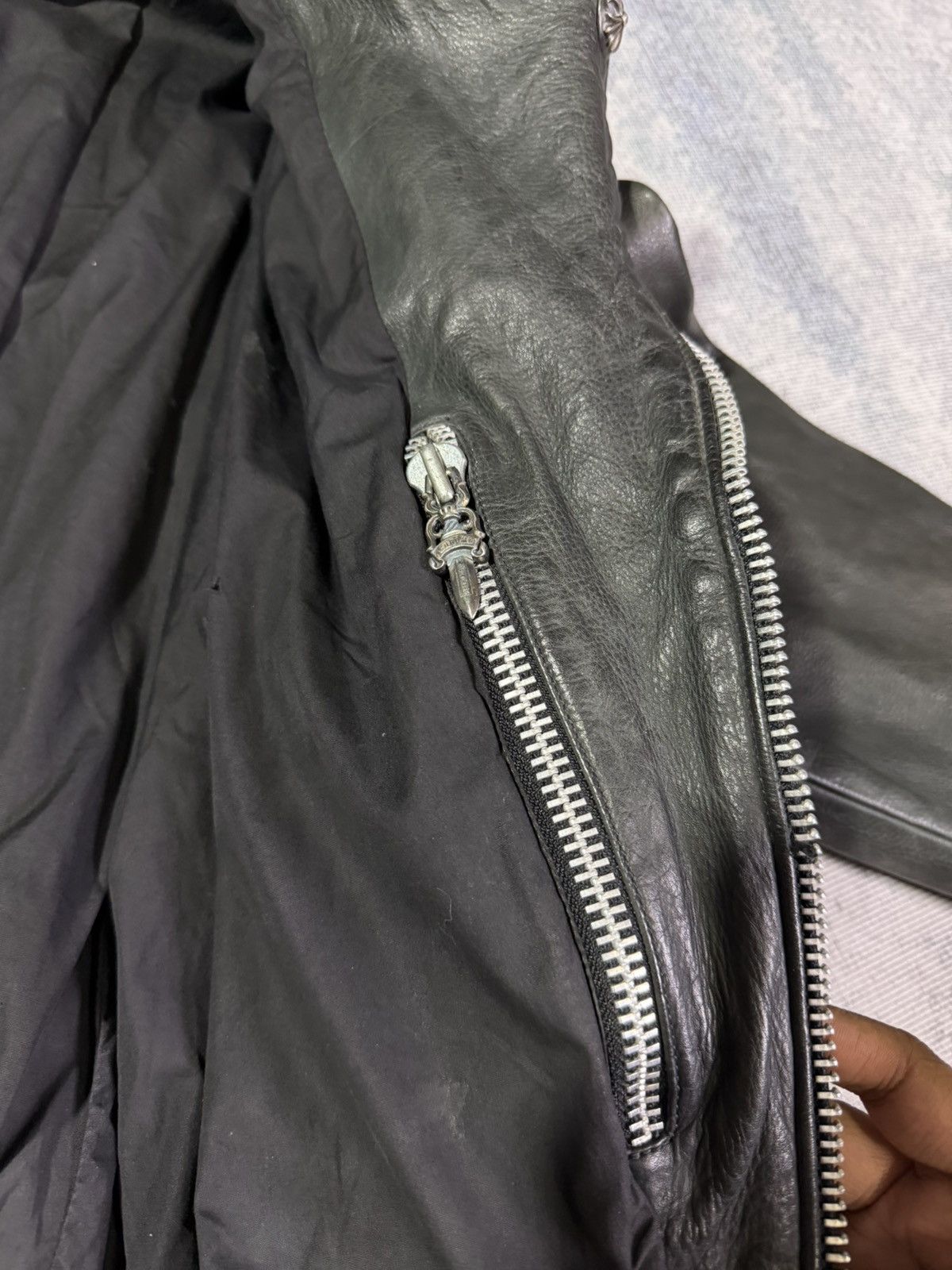Chrome Hearts RARE! VINTAGE FIRST DAGGER PULL LEATHER JACKET Size US L / EU 52-54 / 3 - 19 Thumbnail