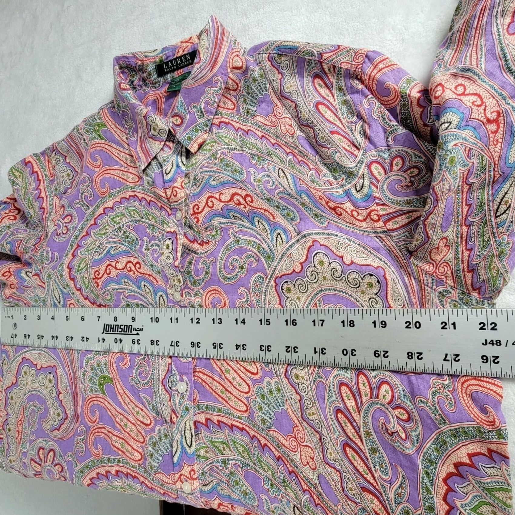 Ralph Lauren Lauren Ralph Lauren Women Paisley Linen Button-Up Blouse Shirt Large Multicolor Size L / US 10 / IT 46 - 7 Thumbnail