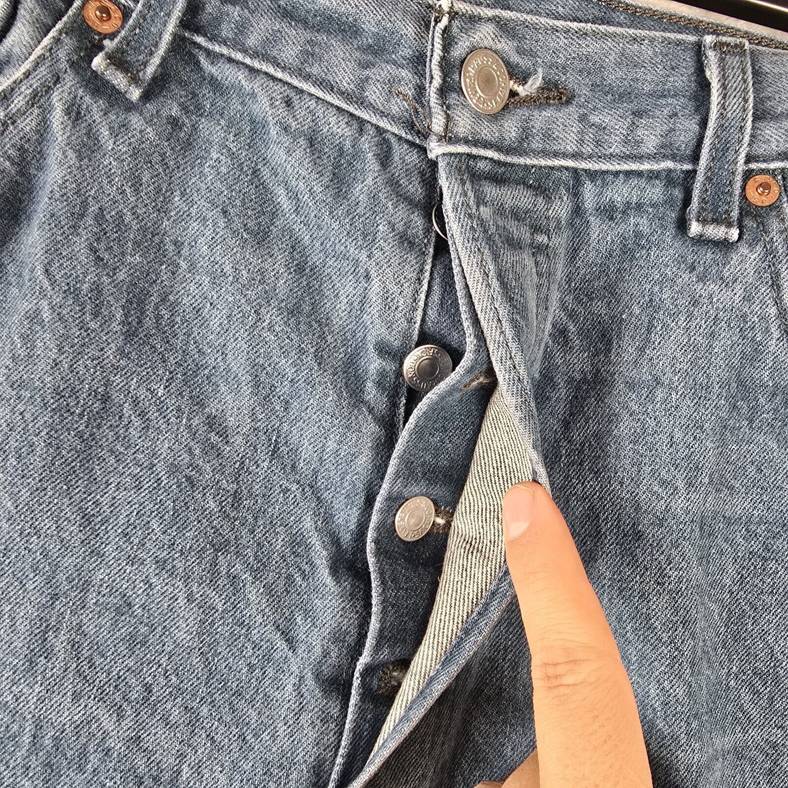 Levi's Levis 501 Denim Jeans Mens 36x32 Aqua Teal Blue (34x28) Size US 36 / EU 52 - 4 Thumbnail