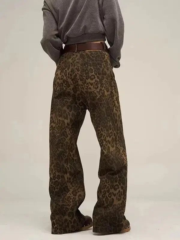 Jean Fashionable Streetwear Oversize Leopard Jeans Size 33" - 3 Thumbnail