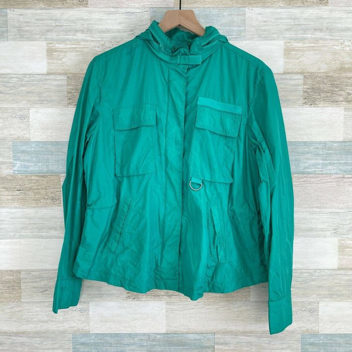 Gap GAP Nylon Hooded Rain Jacket Green Zip Lightweight Womens L Grailed