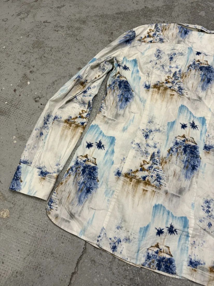 Dolce & Gabbana × Vintage 1990s Dolce & Gabbana White & Blue Abstract Nature Shirt Size US S / EU 44-46 / 1 - 5 Thumbnail