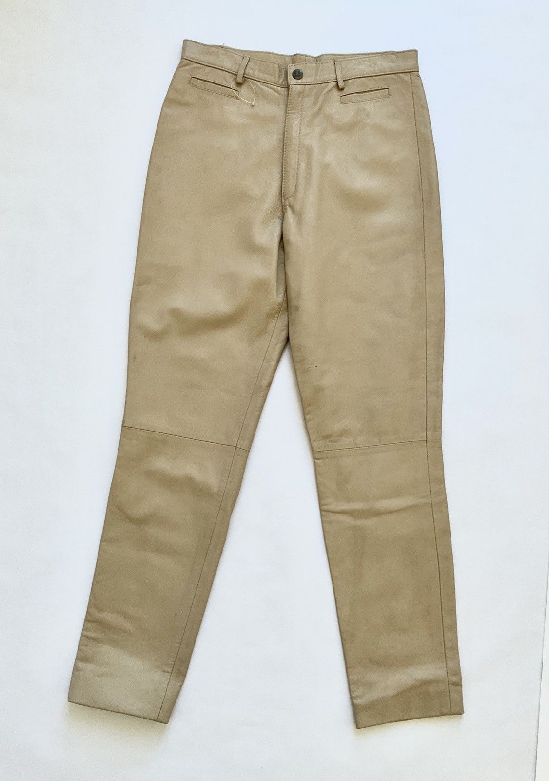 Vintage Beige leather pants Size 28" / US 6 / IT 42 - 1 Thumbnail