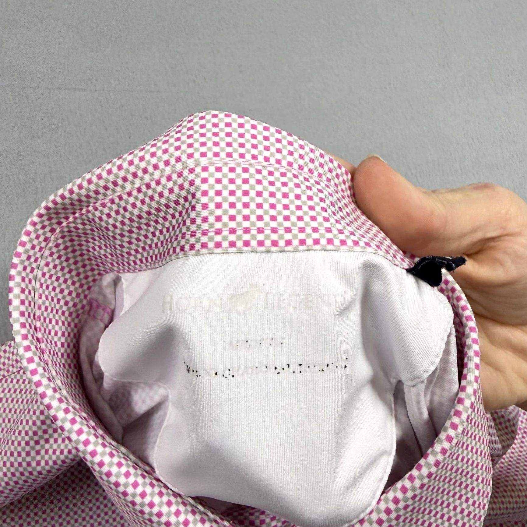Vintage Horn Legend Polo Shirt Mens M Pink Check Golf Performance Moisture Wicking Short Sleeve Button Front Collared 90s? Size US M / EU 48-50 / 2 - 4 Thumbnail