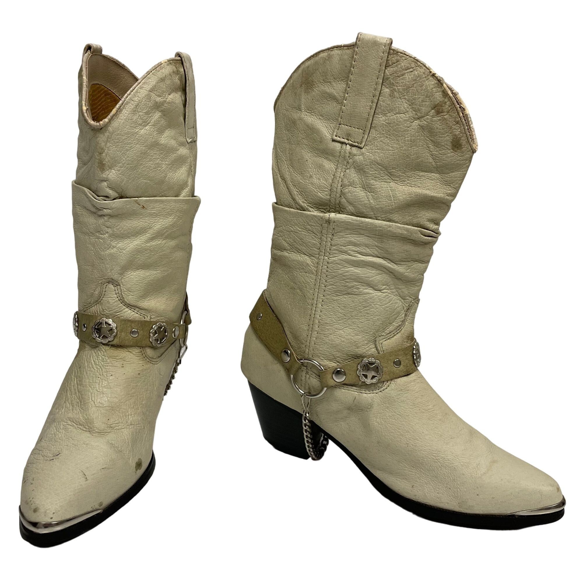 Other Vtg Dingo Bone Leather Cowboy Western Lone Star CONCHO Boots Size US 7.5 / IT 37.5 - 7 Thumbnail