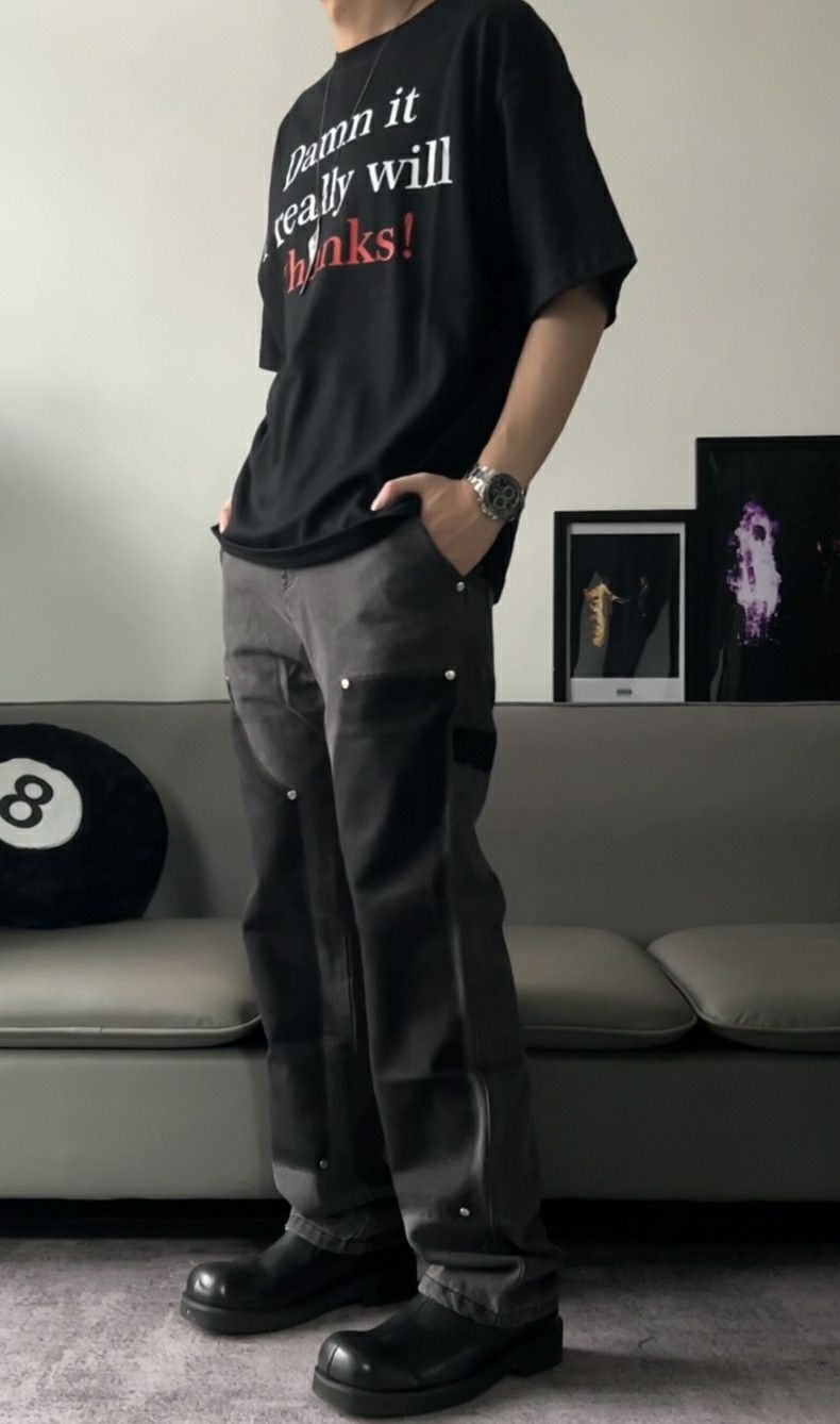 double knee faded skate hiphop cargo pants