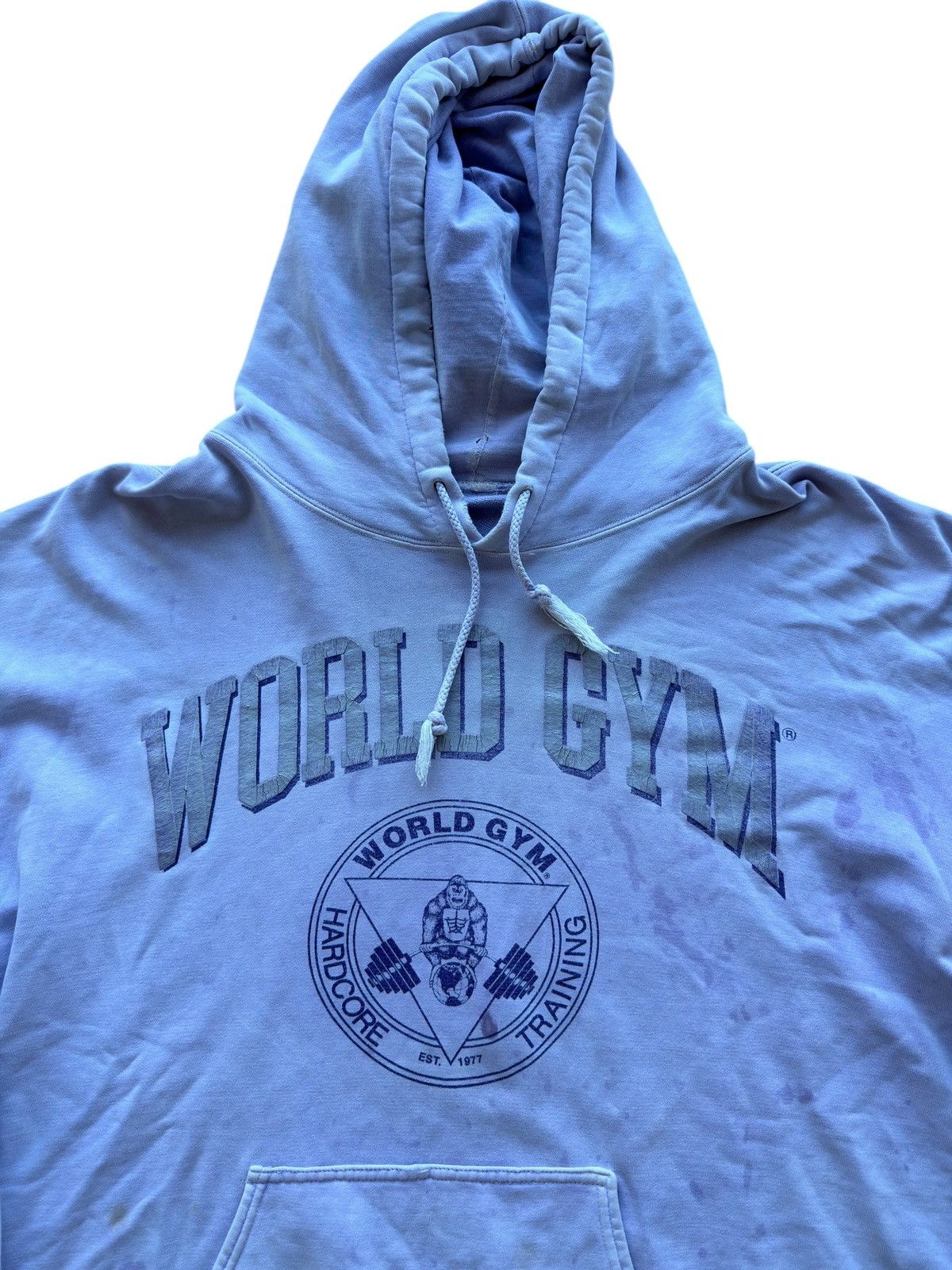 Vintage *RARE* VINTAGE WORLD GYM GORILLA ARNOLD FADED BOXY HOODIE Size US XL / EU 56 / 4 - 16 Thumbnail
