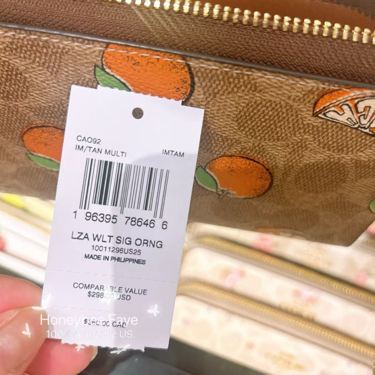 Coach Long Zip Around Wallet With Orange Print CAO92 Size ONE SIZE - 5 Thumbnail