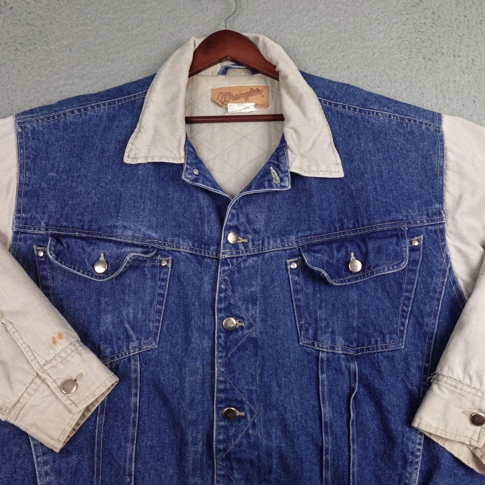Wrangler Wrangler Jacket Mens XL Blue Denim Authentic Western Quilted Snap Lined Workwear Size US XL / EU 56 / 4 - 3 Thumbnail