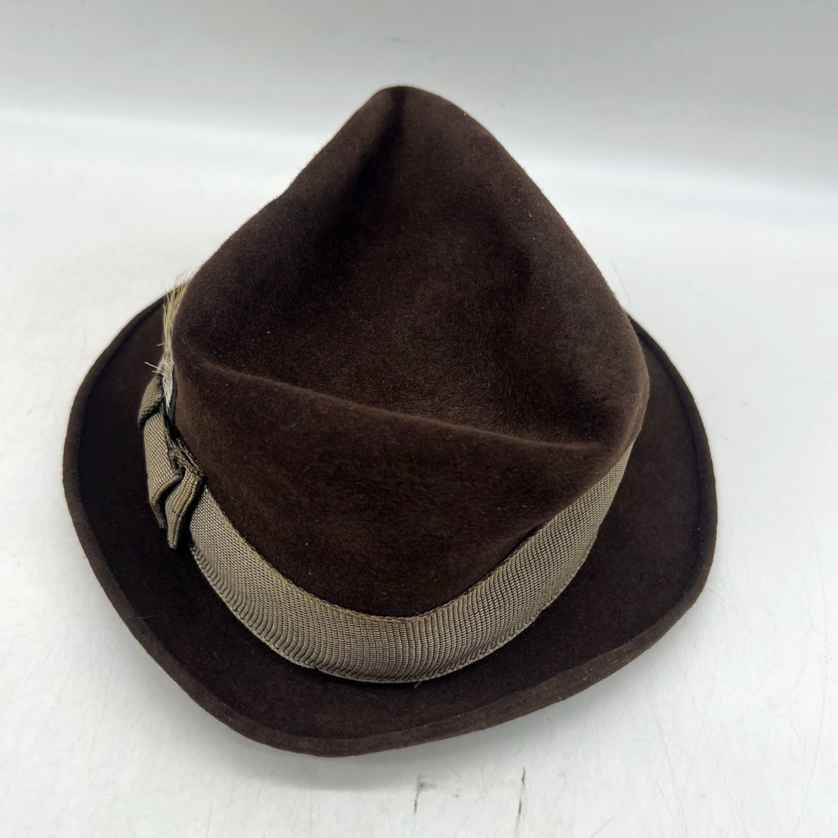 FELT VINTAGE Champs Fedora Main Selling Point Silk Finish Brown Felt 6 3/4 Adult Mens 1950s Beaver Fur Trim Hat Brown Mens Size ONE SIZE - 4 Thumbnail