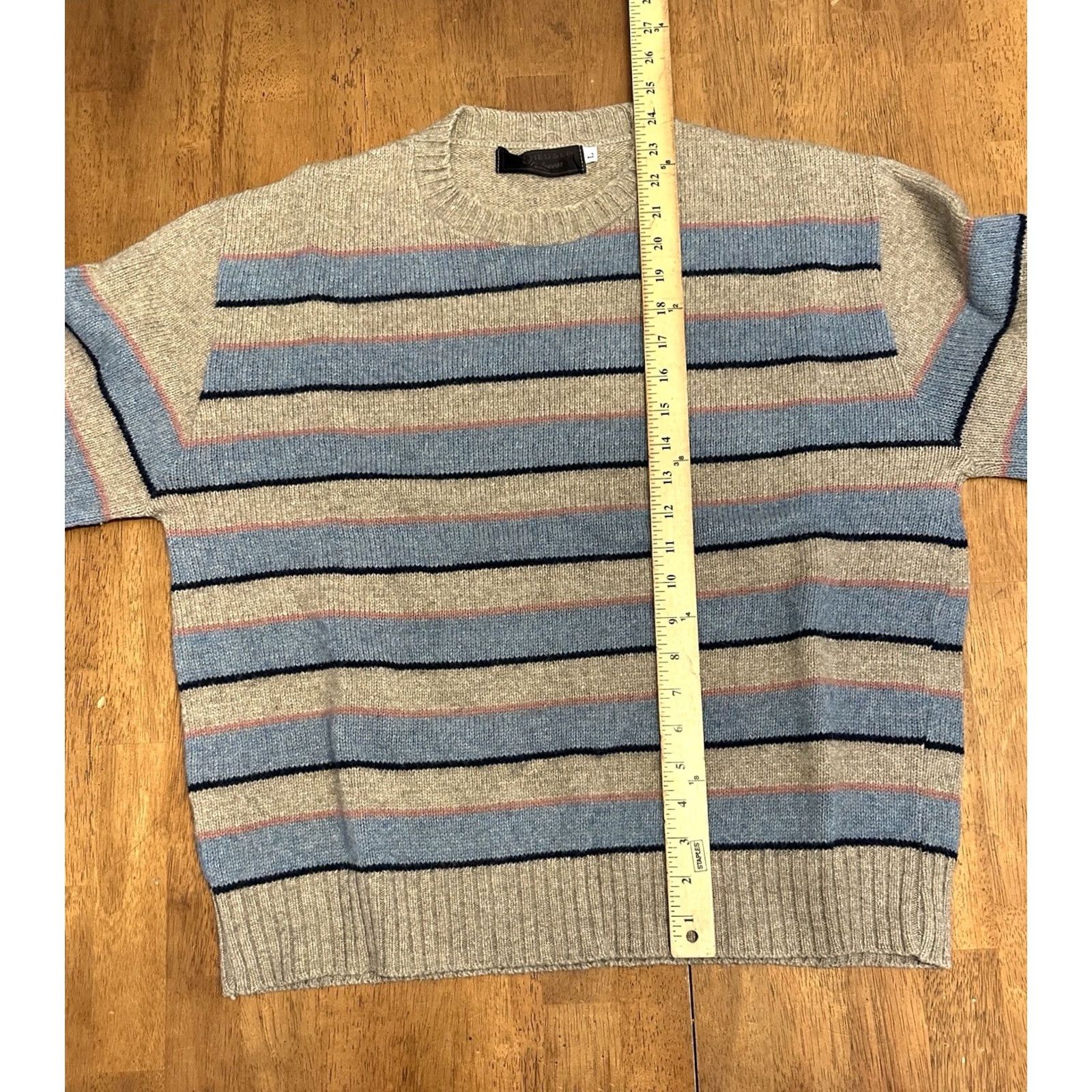 Van Heusen VINTAGE Van Heusen Sweater L 90s Beige Wool Striped Made In USA Mens Size US L / EU 52-54 / 3 - 6 Thumbnail