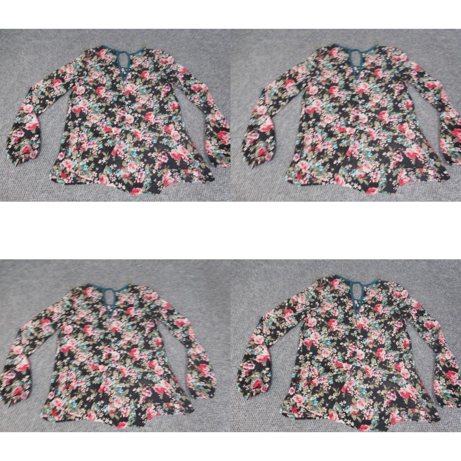 Vintage Eyesplash Blouse Womens S Black Floral Knit Crew Neck 3/4 Sleeve Casual Button Regular Size S / US 4 / IT 40 - 8 Thumbnail