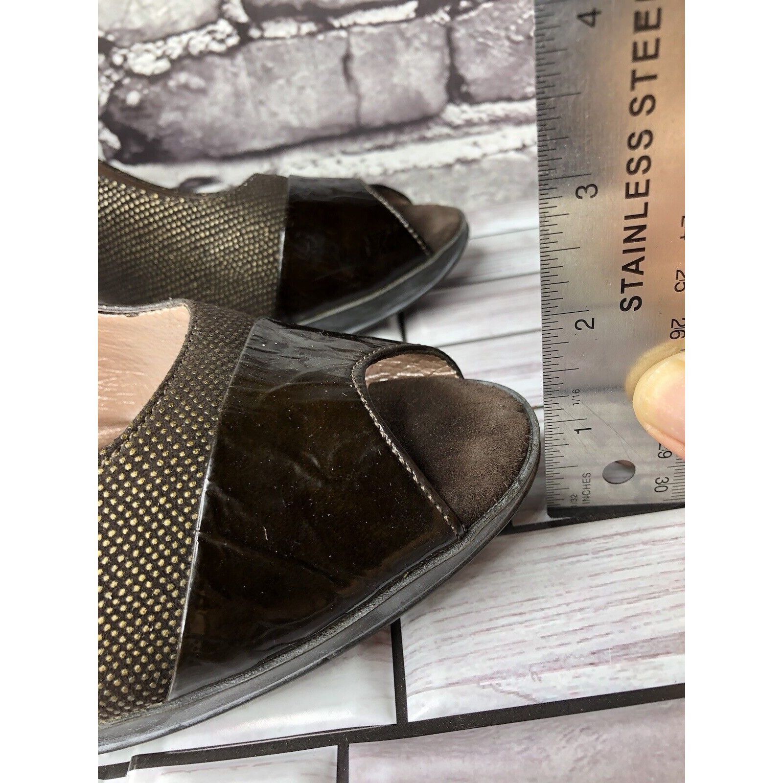Beautiful Ful Beautifeel Brown Synthetic Leather Peep Toe Dress Heels Wome Size US 7.5 / IT 37.5 - 17 Thumbnail