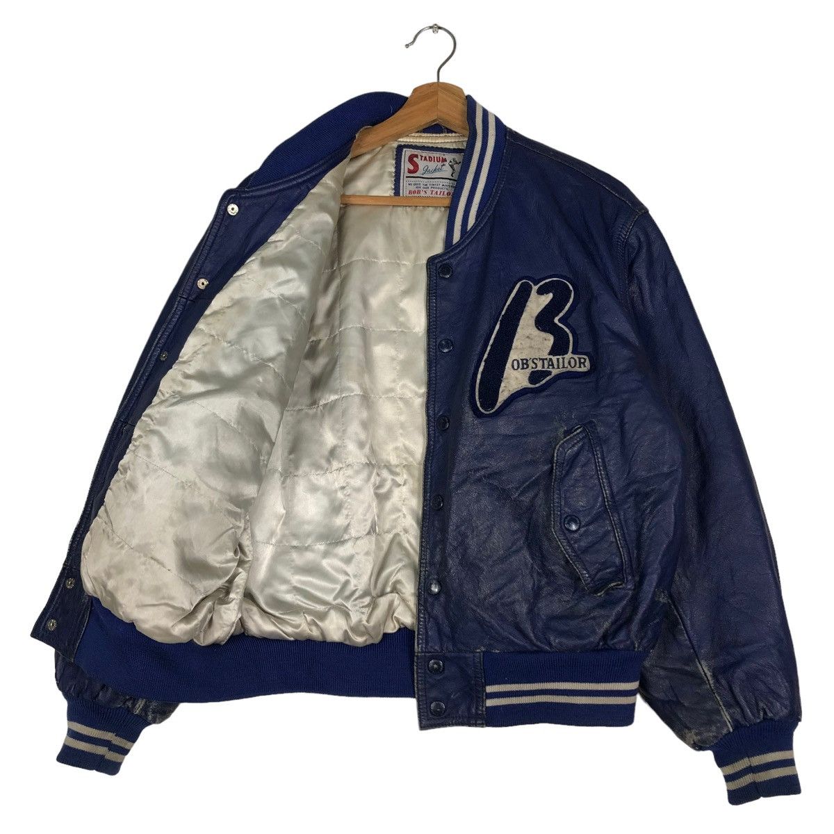 Vintage 🔥VINTAGE LEATHER STADIUM JUMPER JACKET BOB’S TAILOR BIG LOGO Size US M / EU 48-50 / 2 - 11 Thumbnail