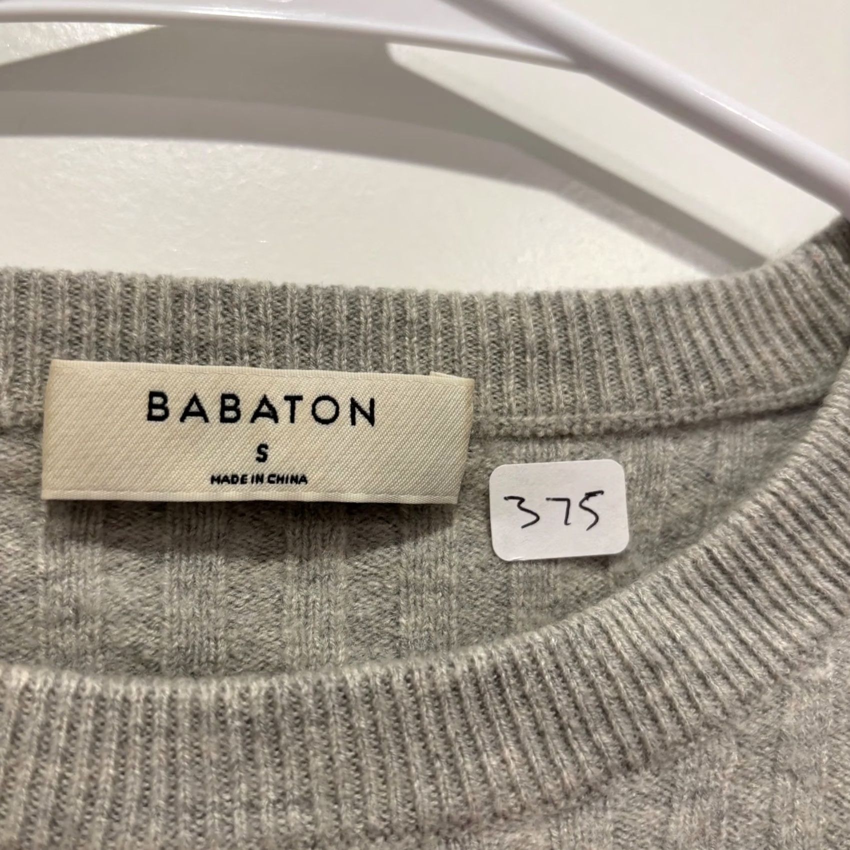 Vintage Babaton Ribbed Knit Cropped Sweater Grey Wool Linen Blend Womens S Crew Neck Long Sleeve Pullover Casual Fall Winter Spring All Seasons Slim Size S / US 4 / IT 40 - 2 Thumbnail
