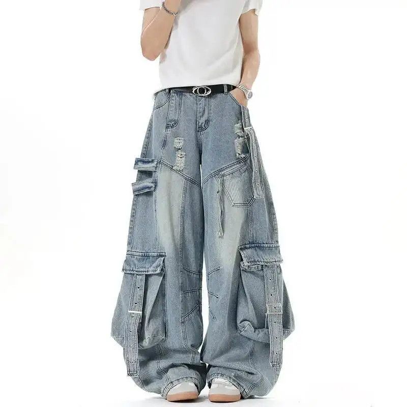 Japanese Brand Extra Wide Leg Multi-pocket Baggy Jeans Size US 34 / EU 50 - 2 Thumbnail