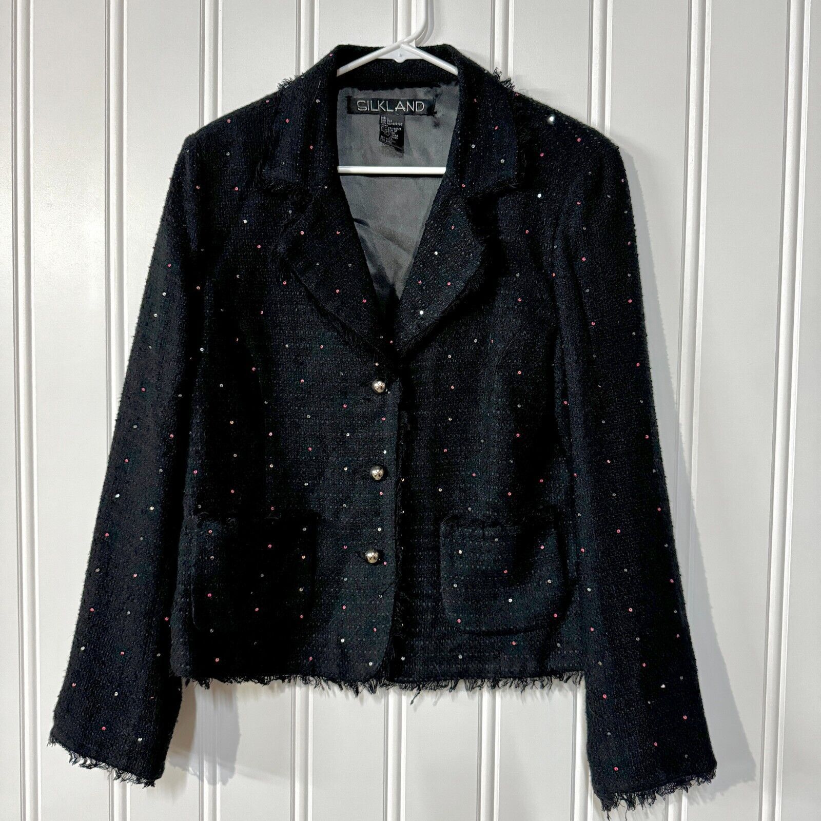 Vintage Vtg Silkland Blazer Knit Lined Speckled 70% Silk Button XL Size XL / US 12-14 / IT 48-50 - 1 Thumbnail