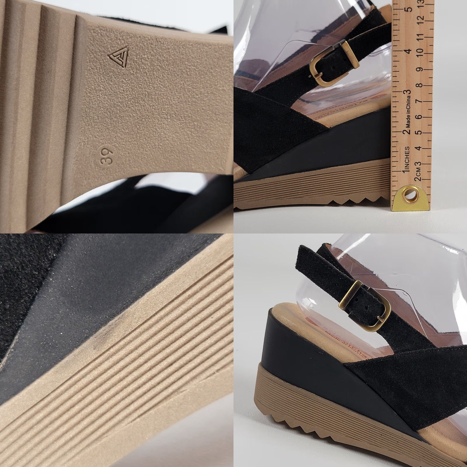 Vintage Eric Michael BOSTON Black Suede Platform Heel Sandals Open Toe Leather Women 8 EU40/US8 Block Heel Platform Summer Spring Fall Size US 8 / IT 38 - 8 Thumbnail