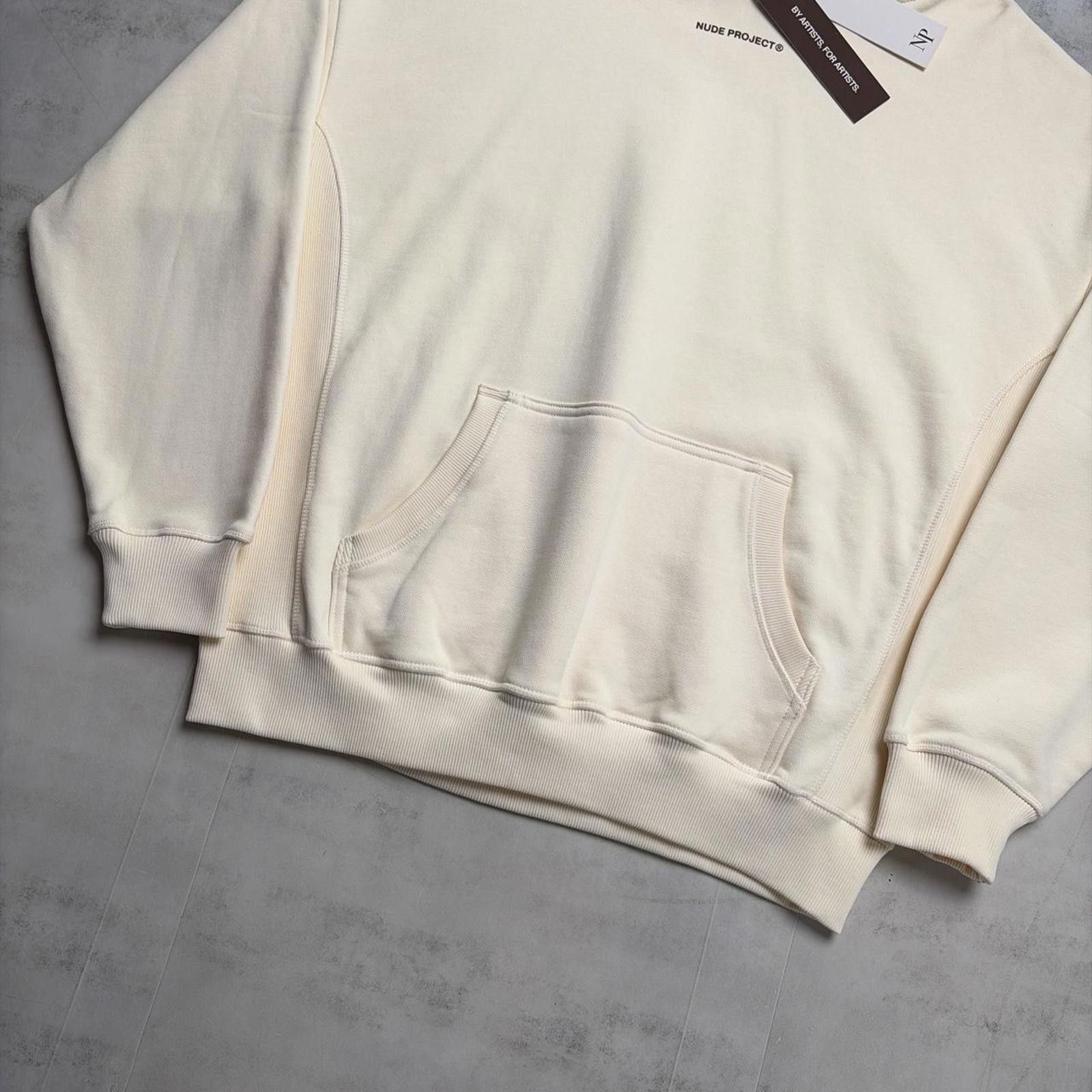 Nude Nude Project Cream Heavyweight Boxy Logo Spellout Hoodie Size US L / EU 52-54 / 3 - 5 Thumbnail