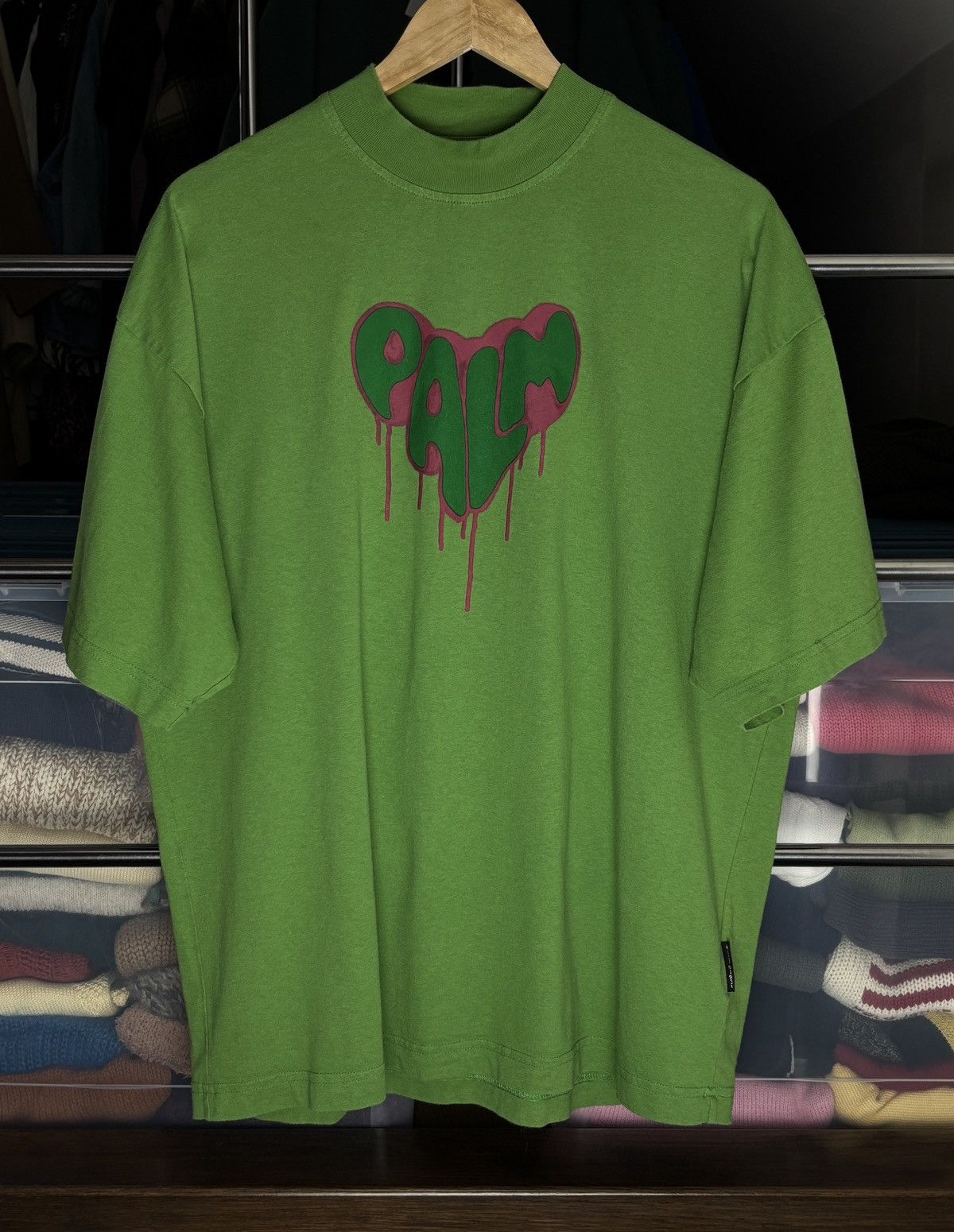 Palm Angels Heart Graffiti Spray Oversized Tee