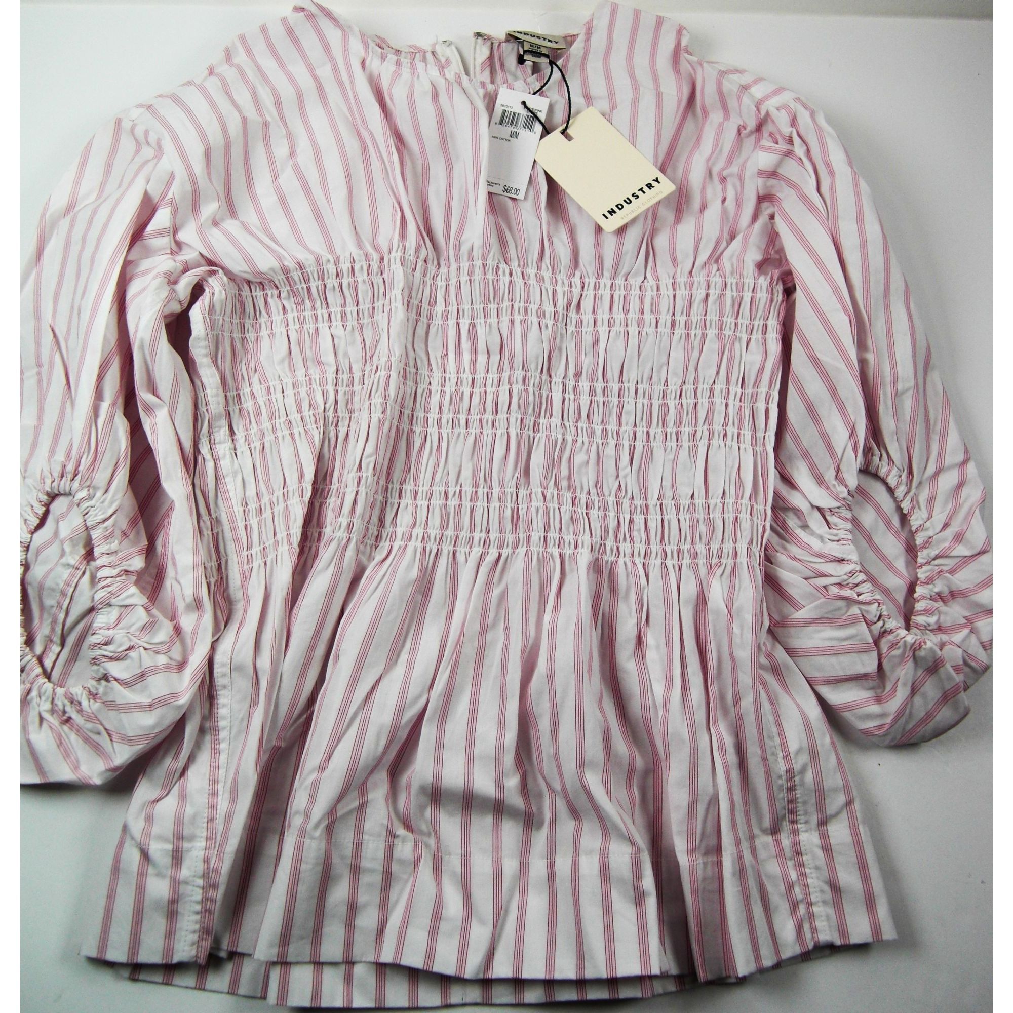 Other Women Blouses Dressy Casual Long Sleeve Top Pink Pin Stripe Size M / US 6-8 / IT 42-44 - 1 Thumbnail