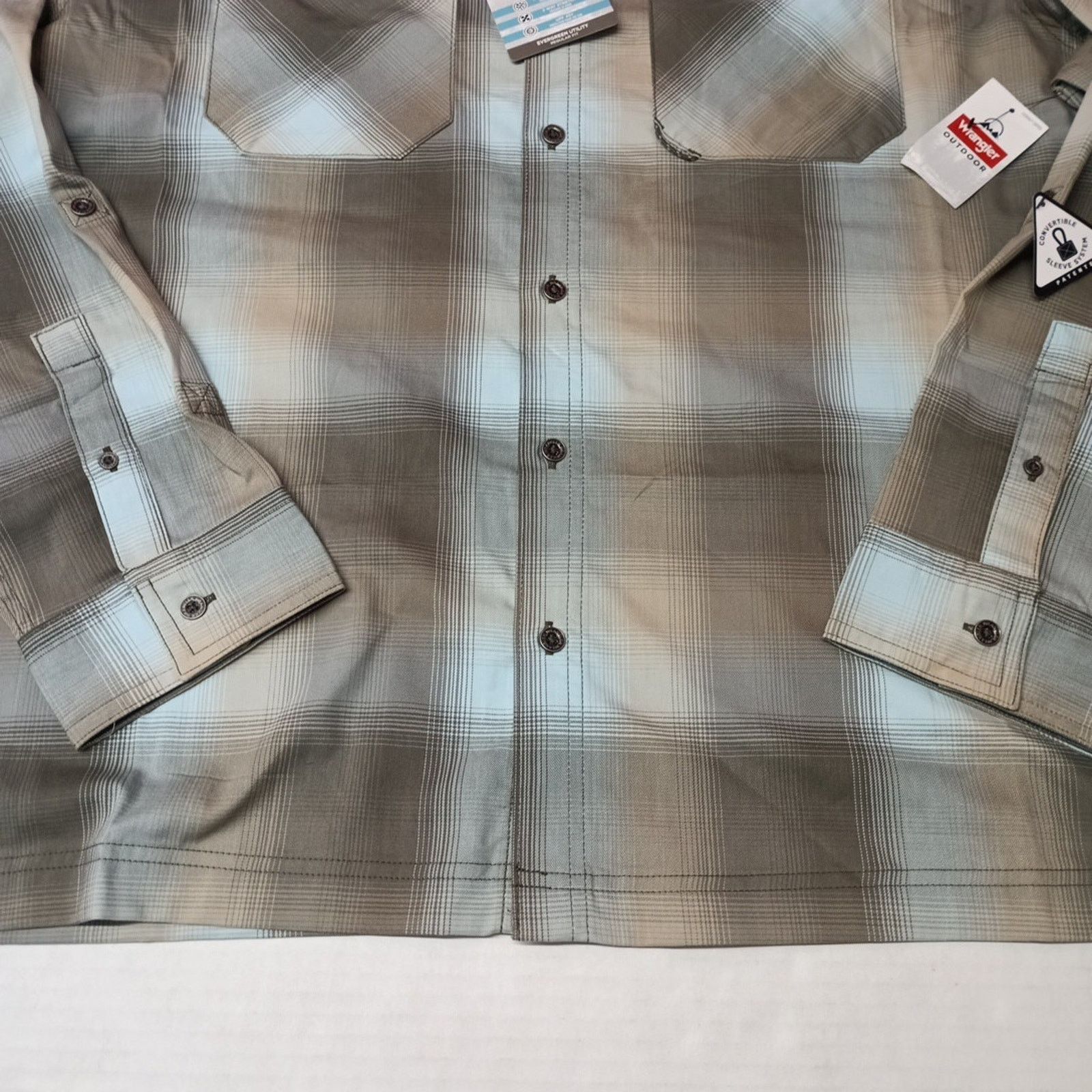 Wrangler Wrangler Shirt Mens 2XL Gray Plaid Convertible Sleeves Shirt Size US XXL / EU 58 / 5 - 2 Thumbnail