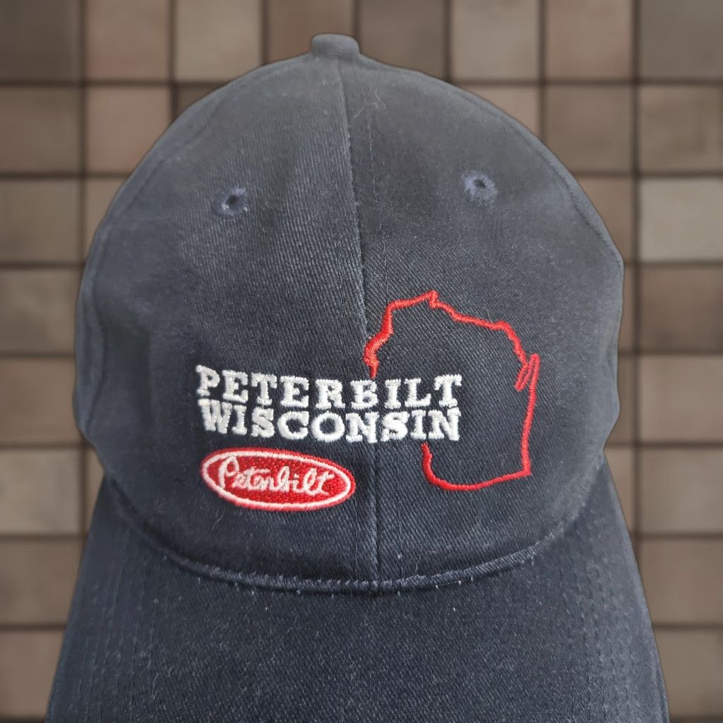 Vintage VINTAGE Peterbilt Wisconsin Advertising Adjustable Navy Trucker Hat Baseball Cap Men One Size Blue USA Wisconsin Americana, Head to Toe Size ONE SIZE - 1 Thumbnail