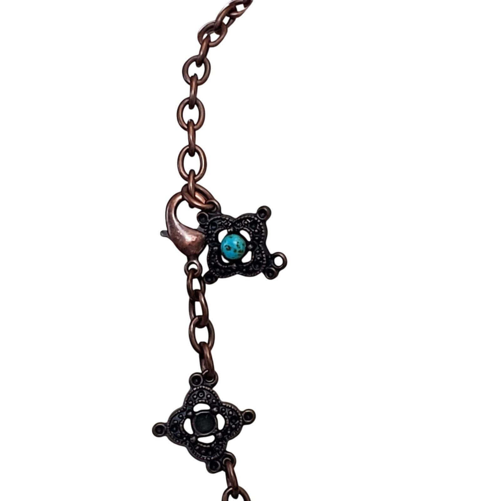 Other Faux Turquoise Necklace Charm Dangle Lobster Closure 15" Size ONE SIZE - 5 Thumbnail