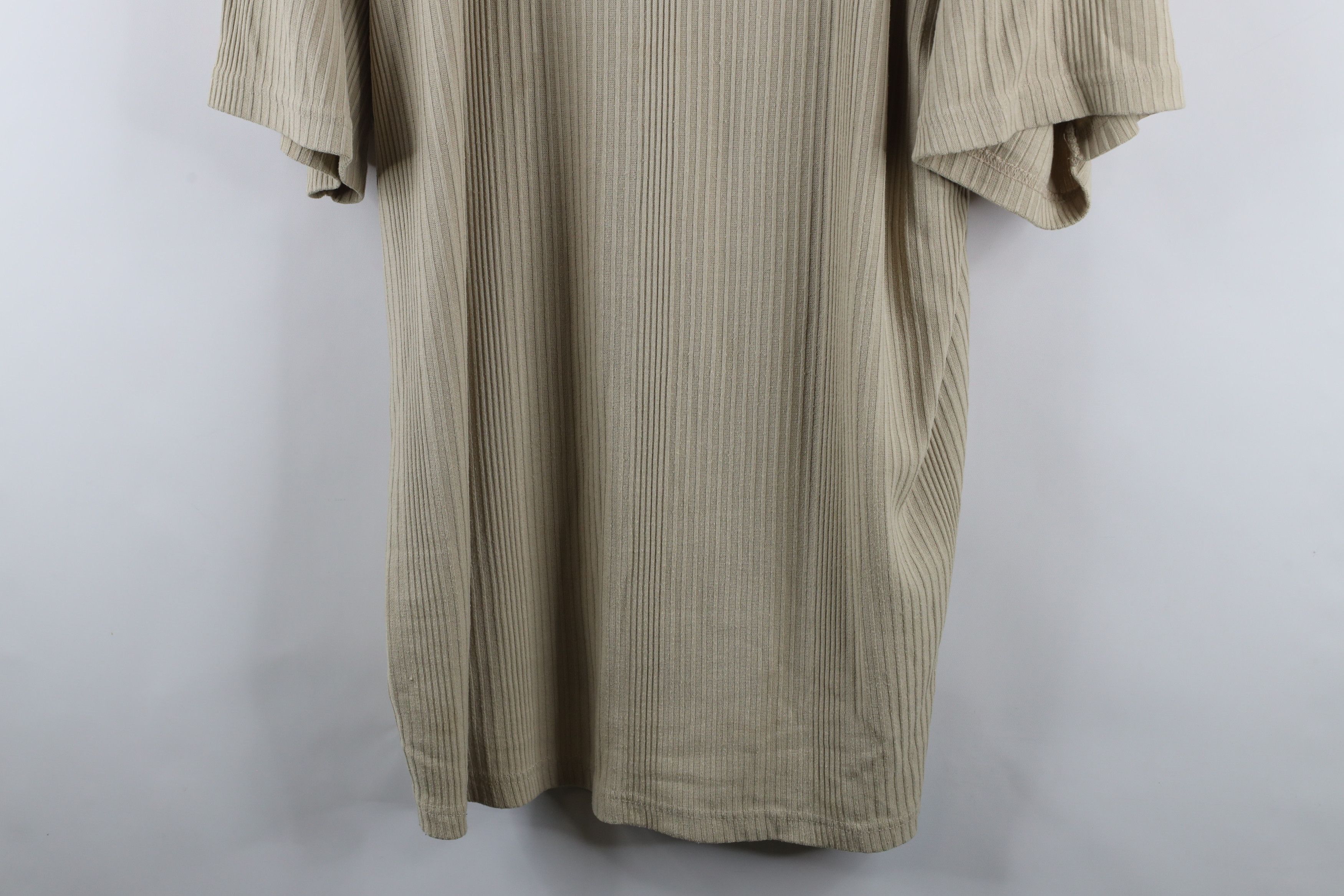 Vintage Vintage 90s Streetwear Blank Baggy Ribbed Knit T-Shirt Beige Size US XL / EU 56 / 4 - 3 Thumbnail