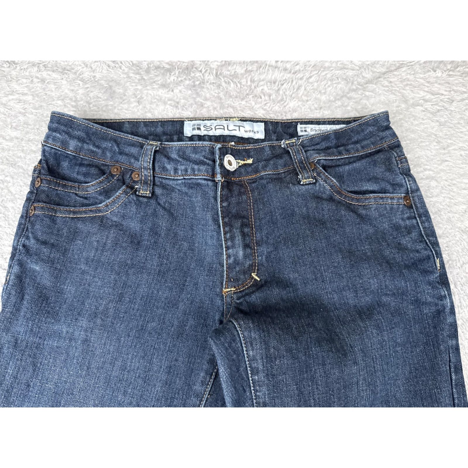 Vintage Salt Works Broadway Jeans 27x32 Blue Denim Bootcut Low Rise Stretch Casual 90s Bohemian Women Size 27" / US 4 / IT 40 - 4 Thumbnail