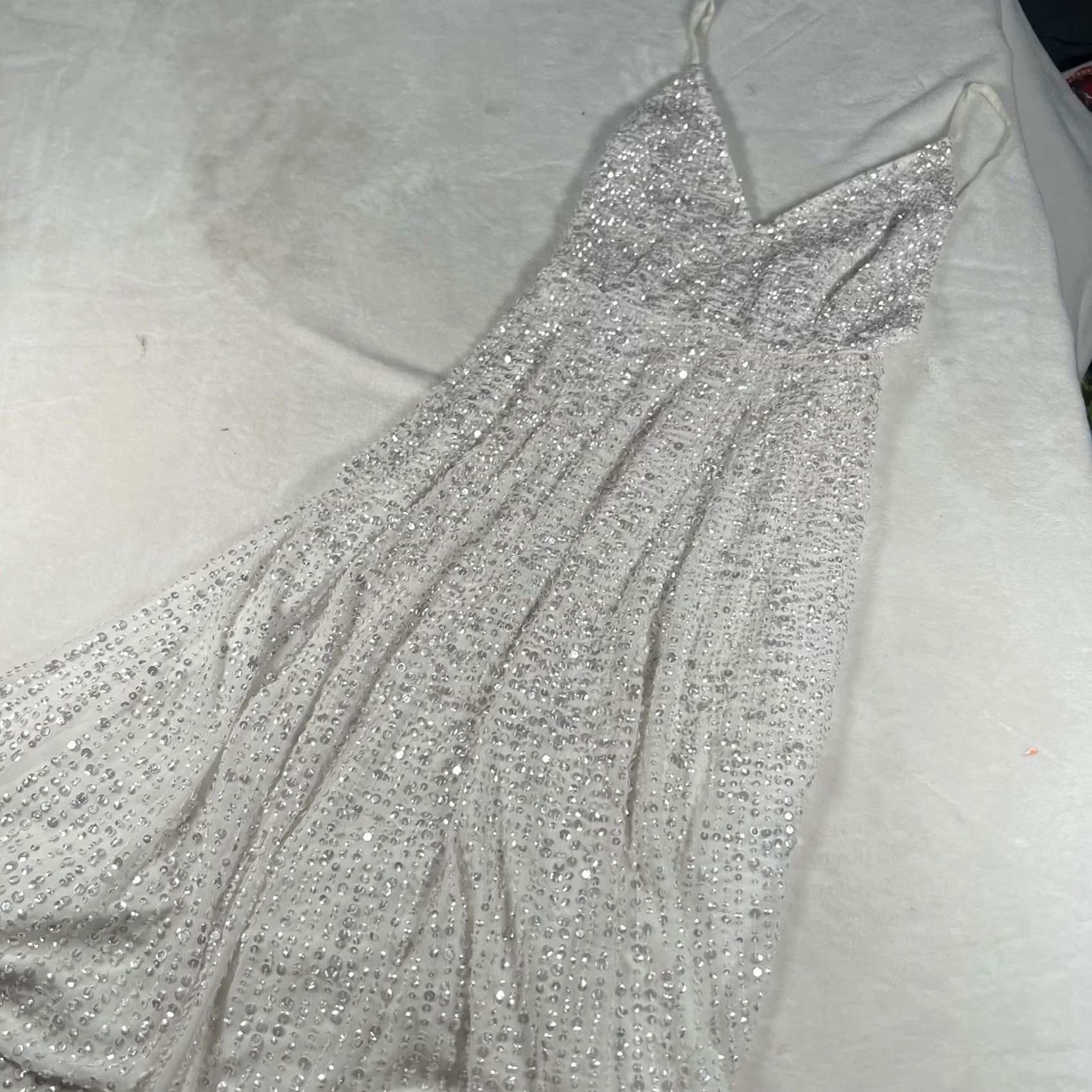 Vintage VINTAGE ASOS EDITION Eva Embellished Cami Midi Wedding Dress in Ivory Size 2 Bridal Size ONE SIZE - 4 Thumbnail