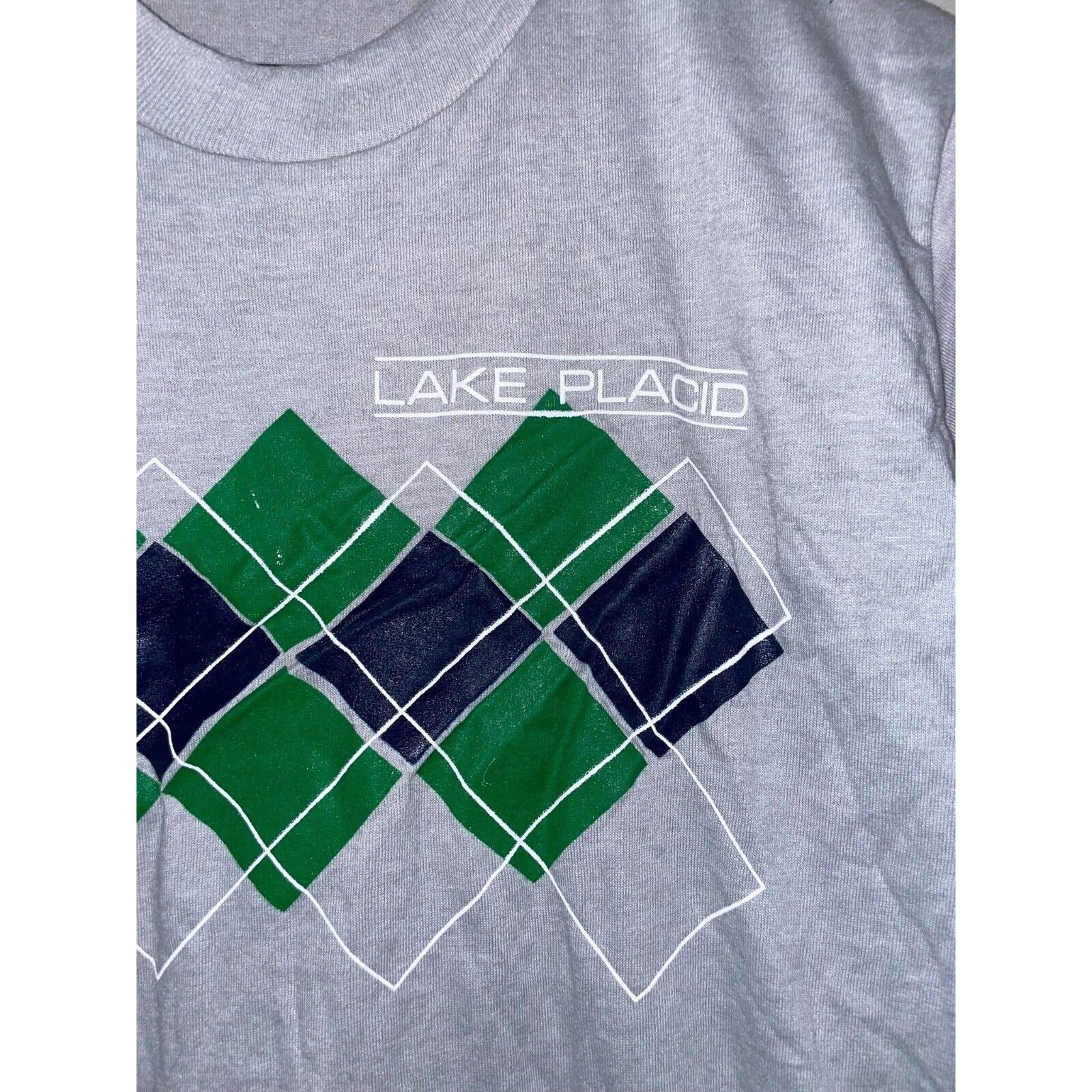 Vintage Vintage Lake Placid Shirt New York Gray Green Tee 80s Medium Size US M / EU 48-50 / 2 - 4 Thumbnail