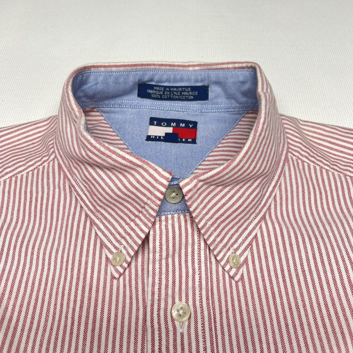 Tommy Hilfiger × Vintage VTG Tommy Hilfiger Button Down Shirt White Red Striped Size US L / EU 52-54 / 3 - 6 Thumbnail