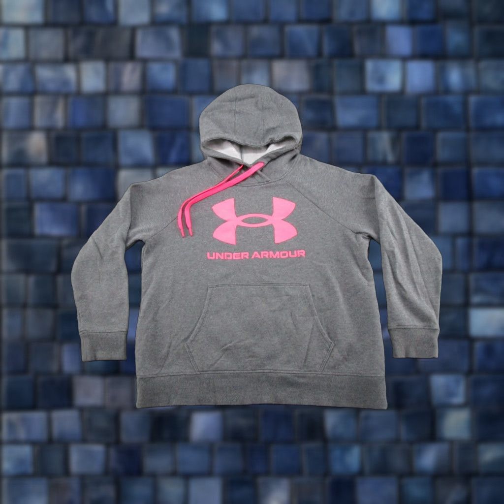 Under Armour Under Armour Rival Fleece Logo Raglan Sleeve Gray Hoodie Blue Size L Women's Size L / US 10 / IT 46 - 1 Thumbnail