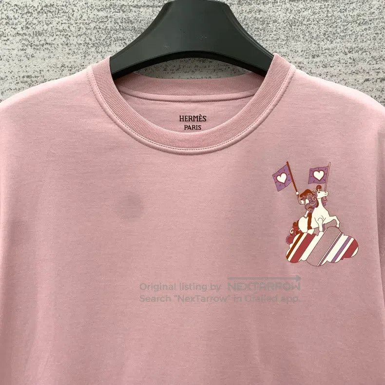 Hermes Hermes Pink Cartoon Print Short Sleeve Size XS / US 0-2 / IT 36-38 - 2 Thumbnail