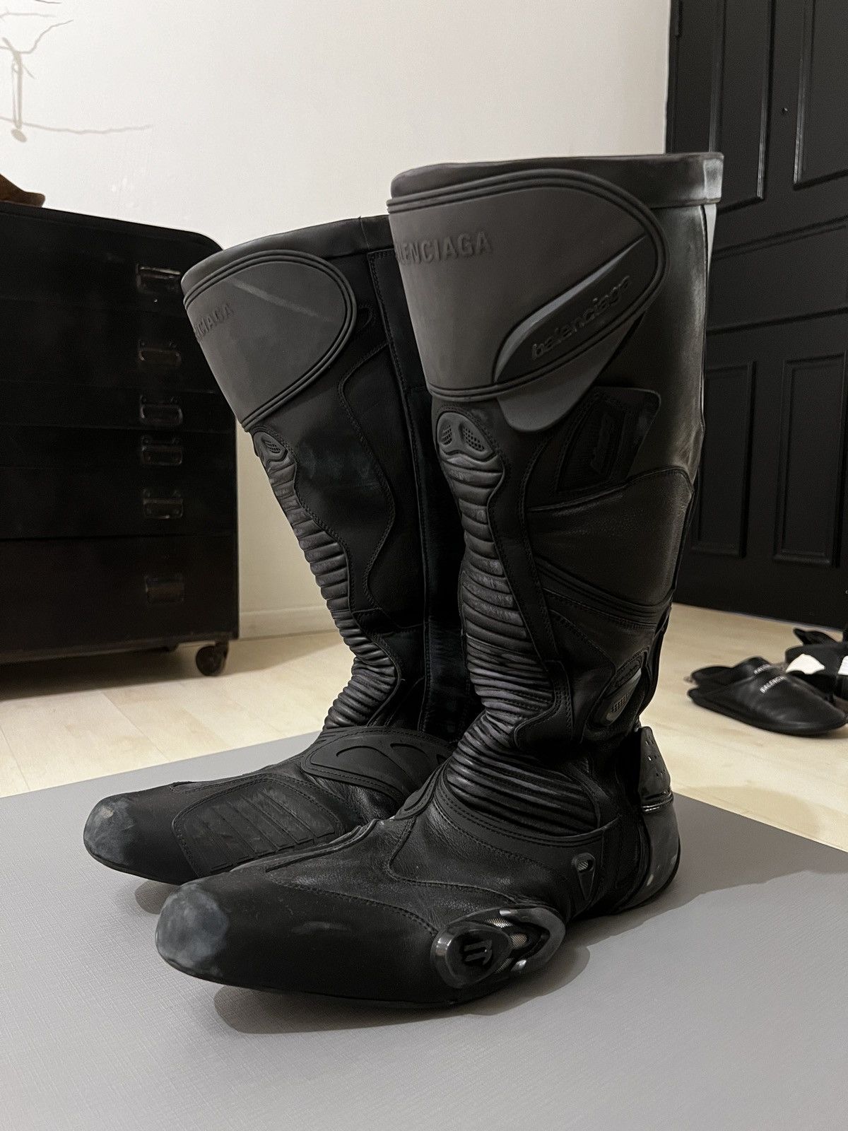 image of Balenciaga Winter 23 Biker Boots in Black, Men's (Size 10)